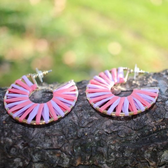 ANTHRO x BaubleBar Boho Bolo Raffia Hoop Earrings - Picture 10 of 12